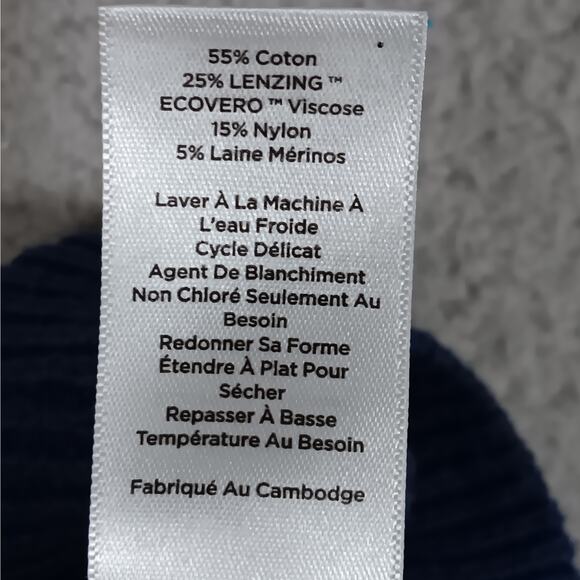 Talbots Blue Knit Sweater Top Size Small Long Sleeve Turtle Slit Neckline - Picture 4 of 6